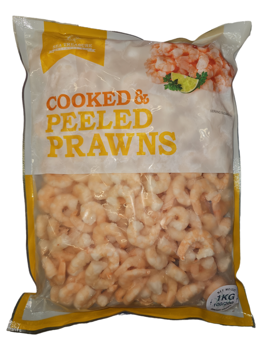 Sea Treasure Cooked & Peeled Prawns 100/200 1kg x 10