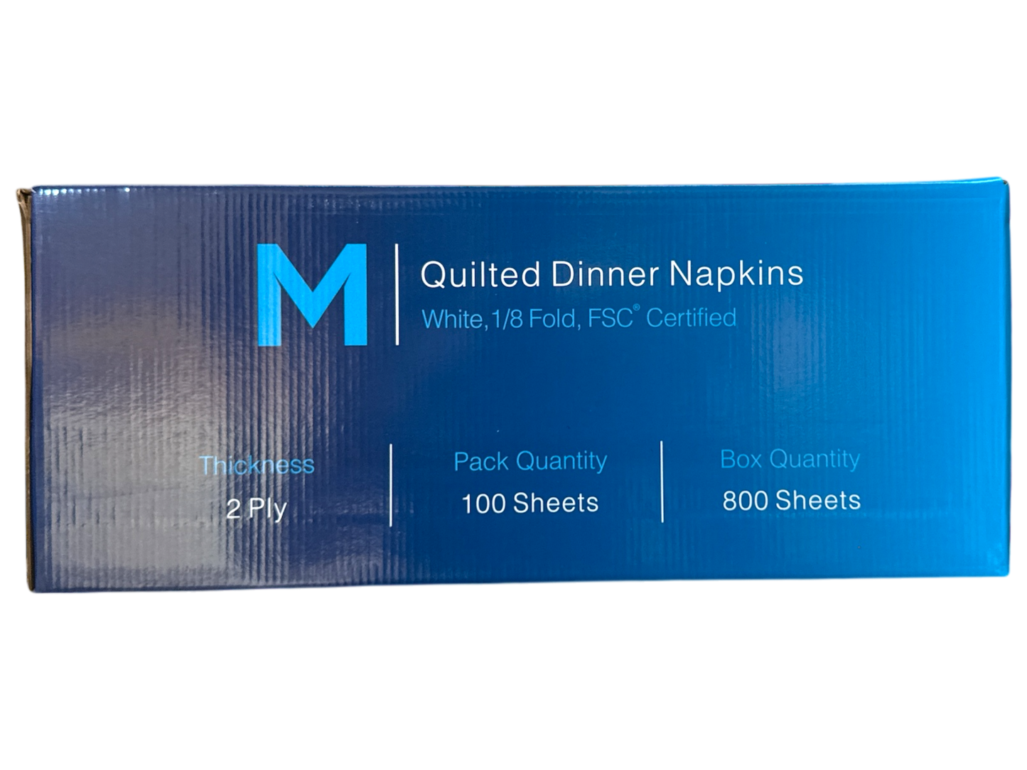 Quilted Dinner Napkins 1/8 Fold - White, 400mm x 400mm, 2 Ply, FSC® Mix (800) $45