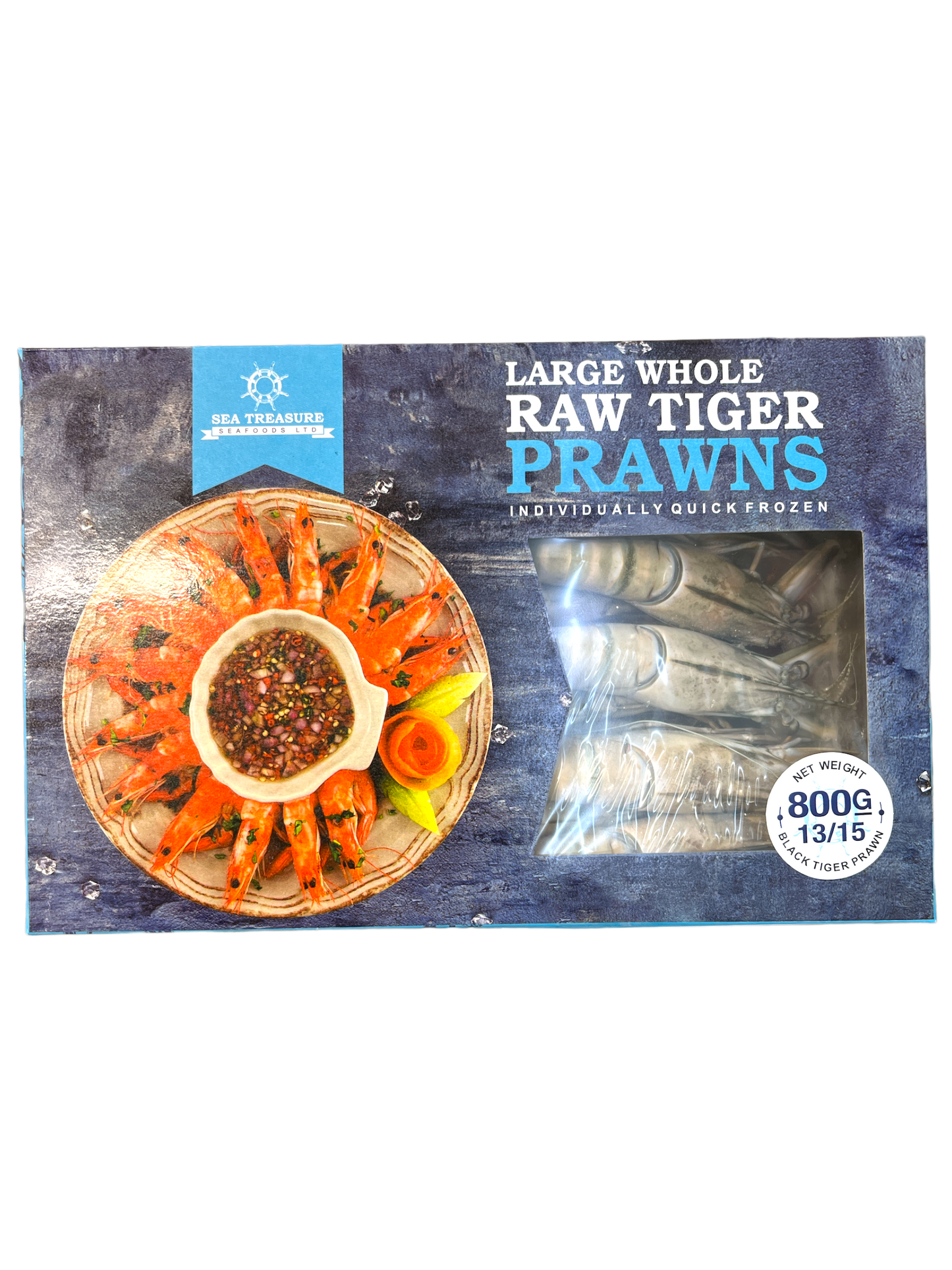 Sea Treasure Whole Black Tiger Prawn 13/15 800g