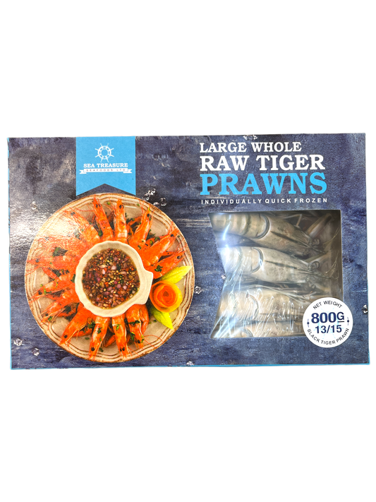 Sea Treasure Whole Black Tiger Prawn 13/15 800g